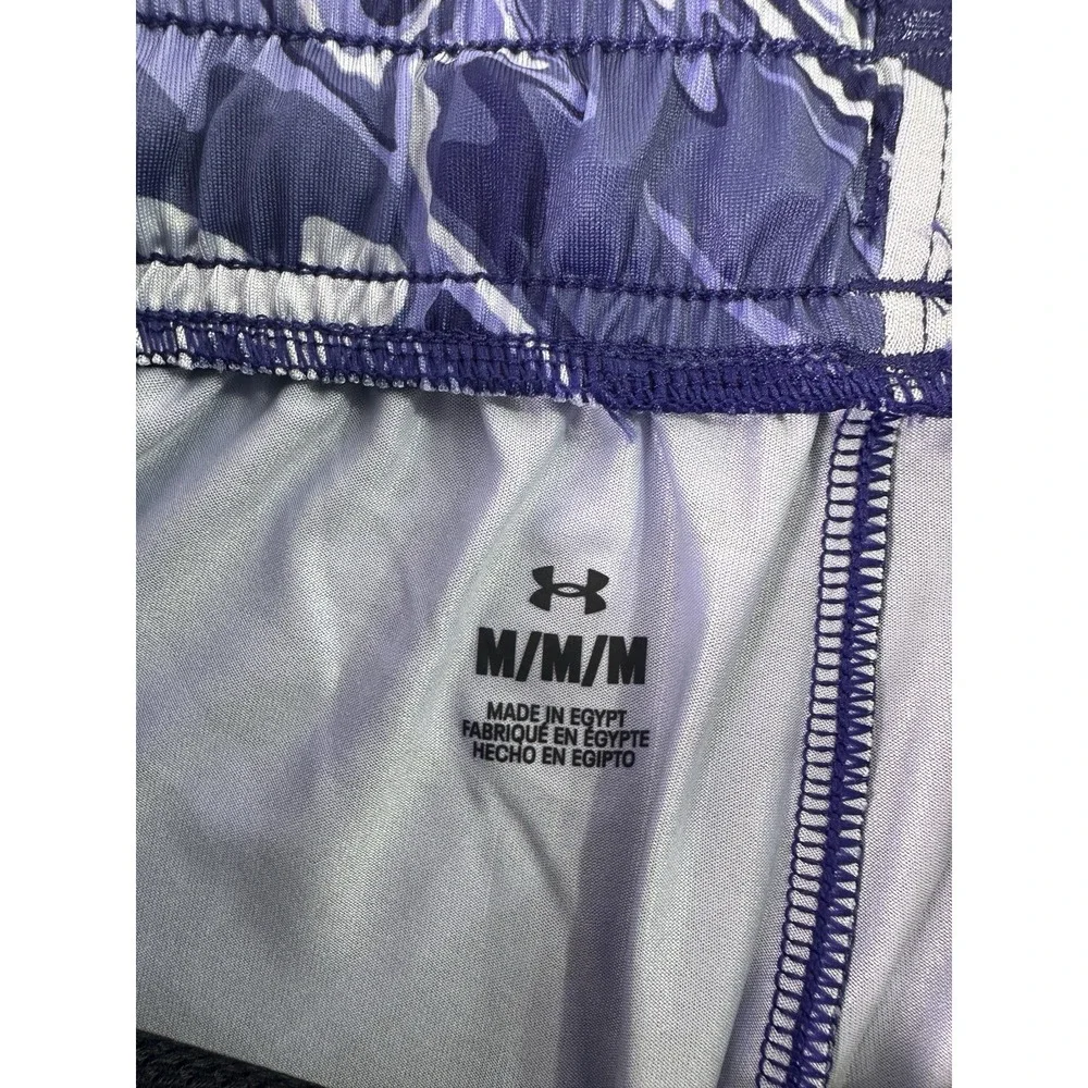 NWT $40 Under Armour UA Blue Wavy Print Poly Elastane Running Shorts Mens Size M